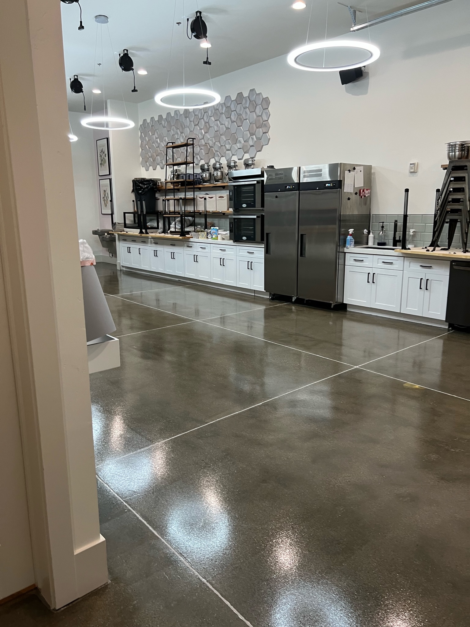 Restaurant commercial space with polished concrete floor coating - Sparks Coatings Utah
